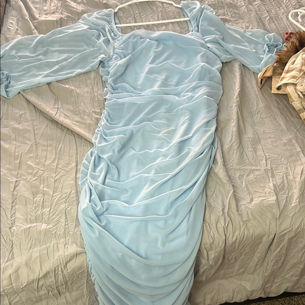 Chic Blue Long Sleeve Dress